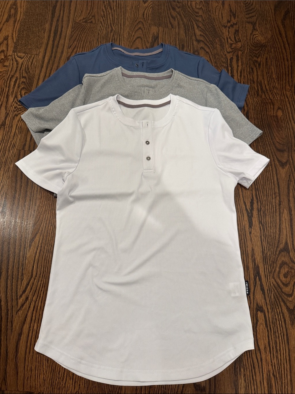 Men's Short Sleeve Henley Shirt - 3 pack White, Grey, Blue